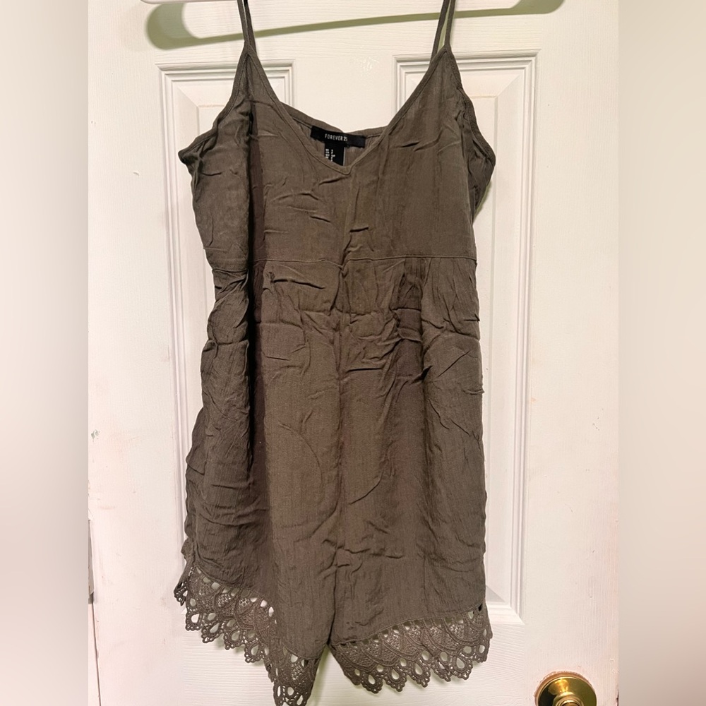 Forever 21 Olive Green Romper, Size Small
